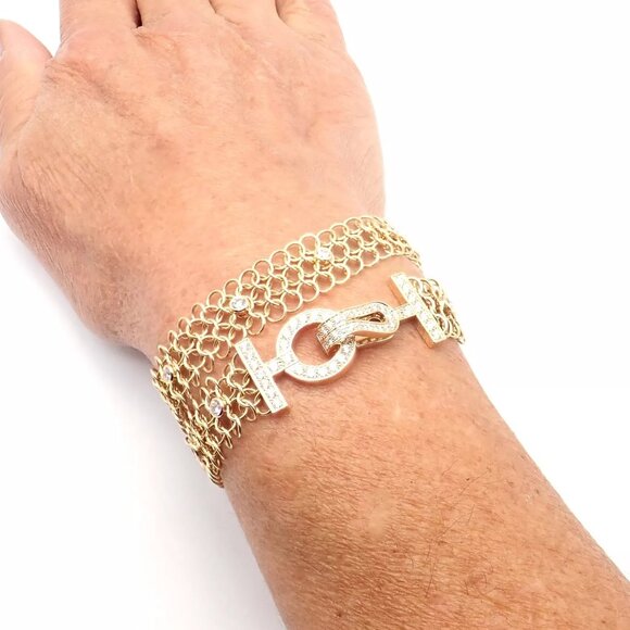 Authentic! Cartier Agrafe 18k Rose Gold Diamond Link Bracelet Size 17 Paper - Picture 11 of 12